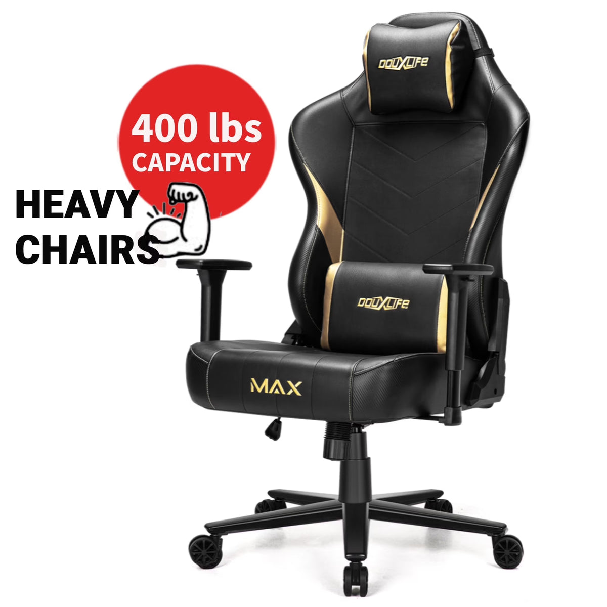 Douxlife Massage Gaming Chair, Spring Cushion, Breathable Fabric Gaming Chair with Footrest, Ergonomic Computer Chair for Adults & Kids