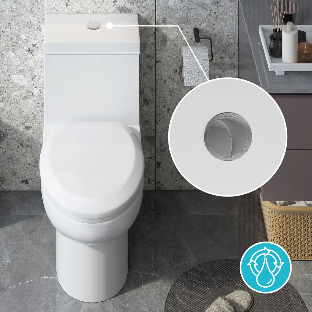 Puremind One-Piece Elongated Ceramic Toilet,4/6 Dual Flush 1.28 Gpf, White (27.6''Dx15''Wx29.5''H)