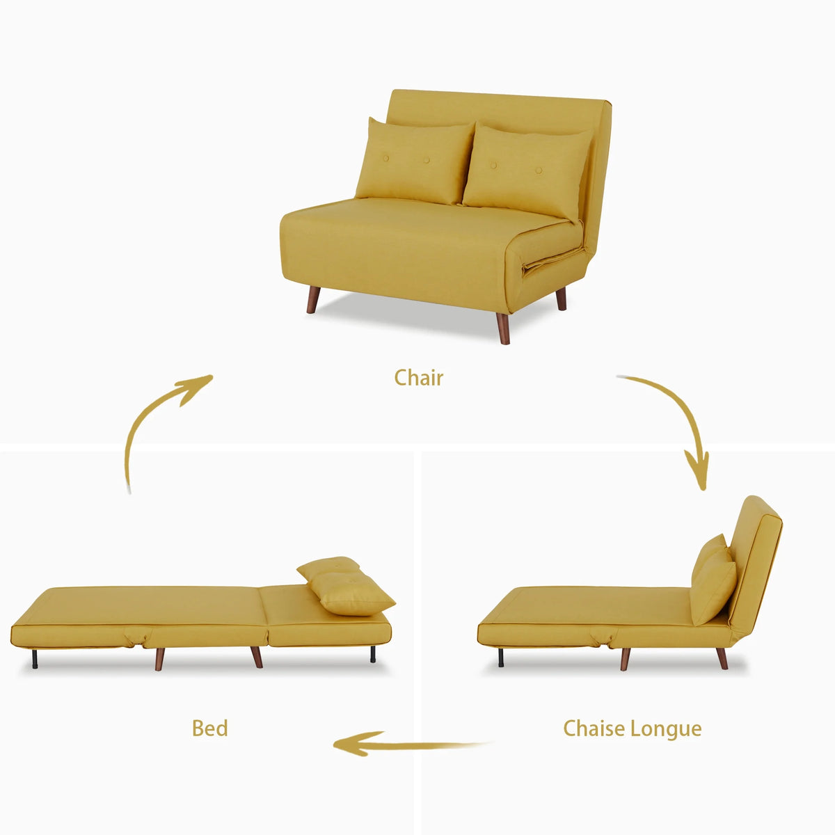A&D Home Haru 40" Convertible Futon Chair, Linen Beige