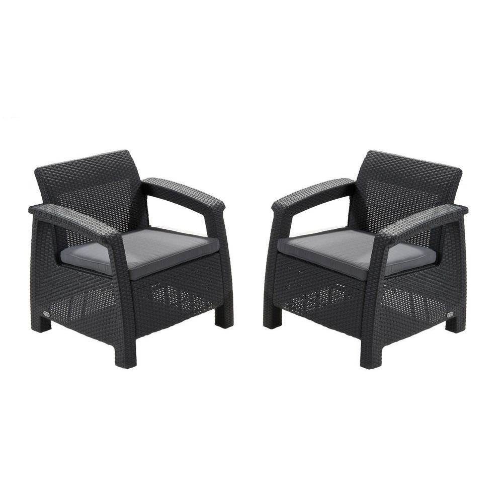 Keter Corfu All Weather Resin 4 Piece Patio Conversation Set, Graphite