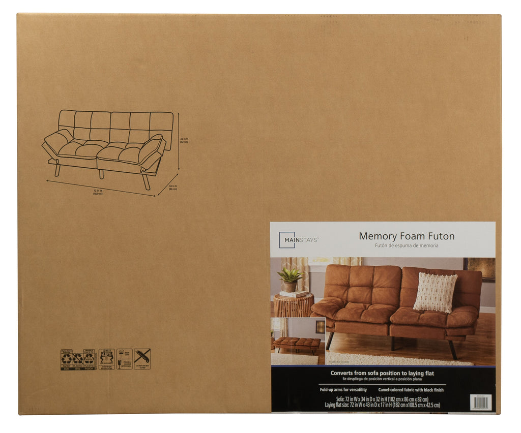 Mainstays Memory Foam Futon with 72",Black