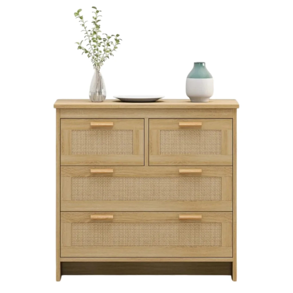Tcbosik 4-Drawers Dresser, 31.5" Storage Chest of Drawers for Bedroom, Easy to Assemble, Natural