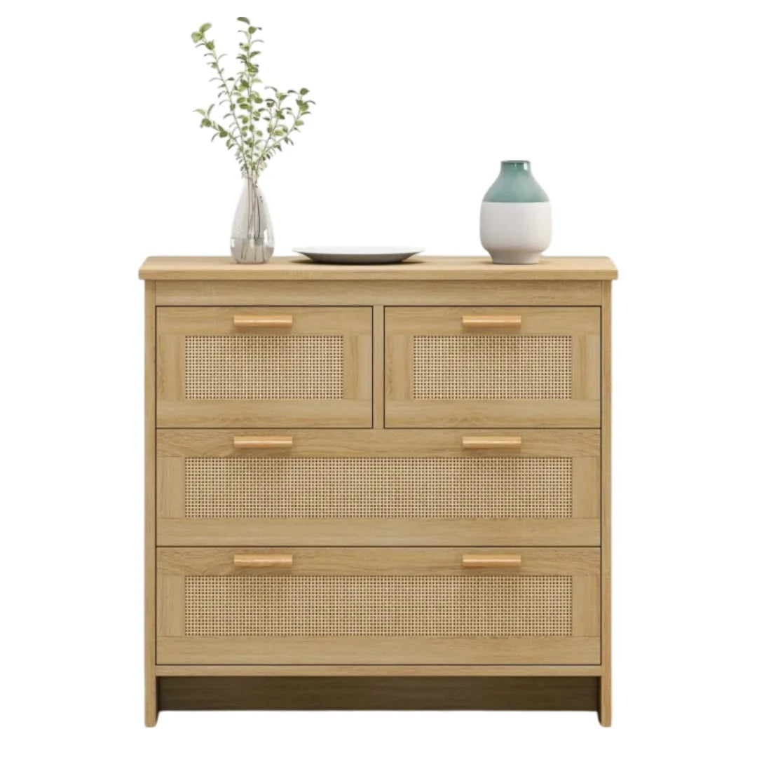 Tcbosik 4-Drawers Dresser, 31.5" Storage Chest of Drawers for Bedroom, Easy to Assemble, Natural
