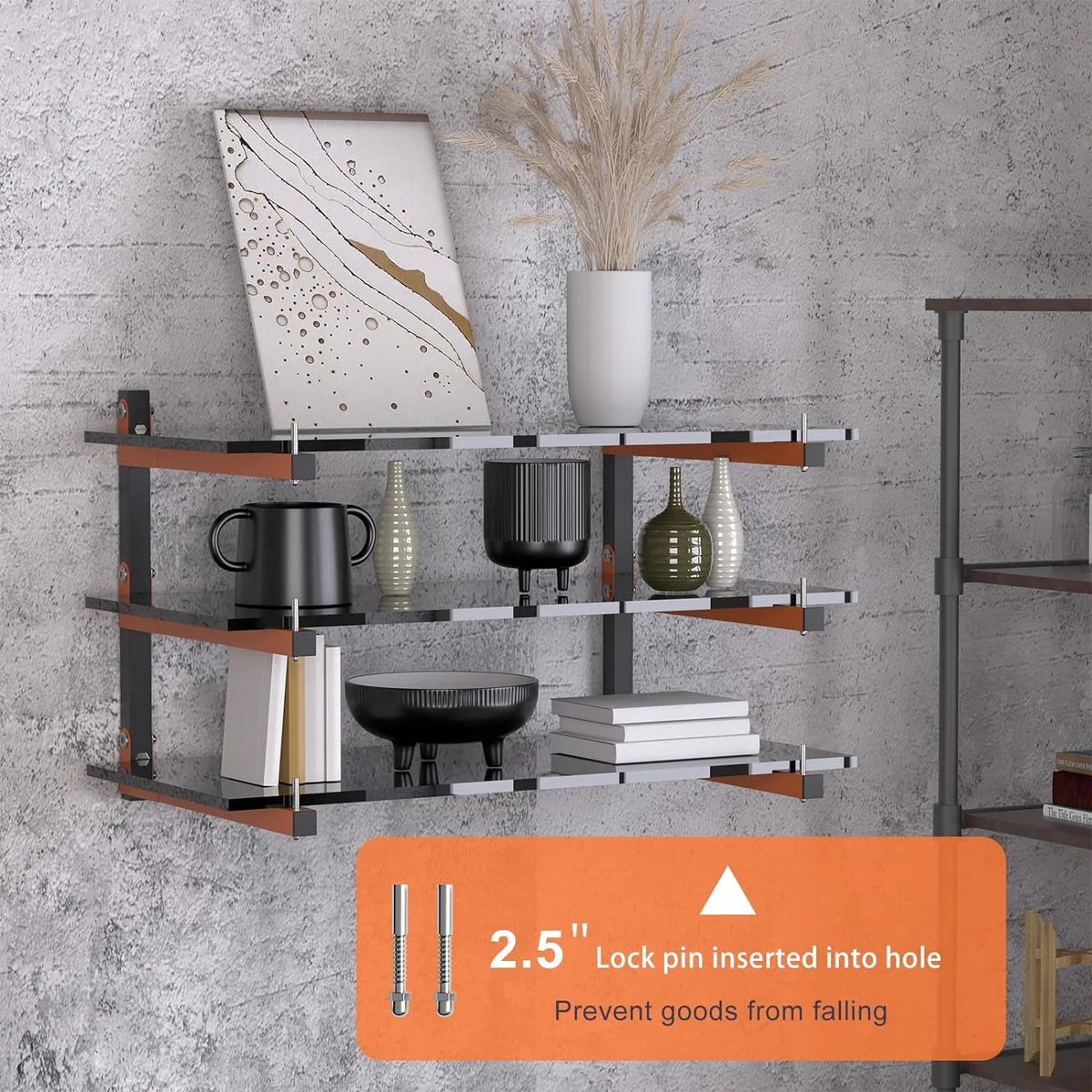 Wall Mount, Lumber Storage Rack, Heavy Duty Wood Storage Racks with 6-Level System, 720 lb Sturdy Garage Wood Organizer, Orange Lumber Metal Racks for Indoor and Outdoor