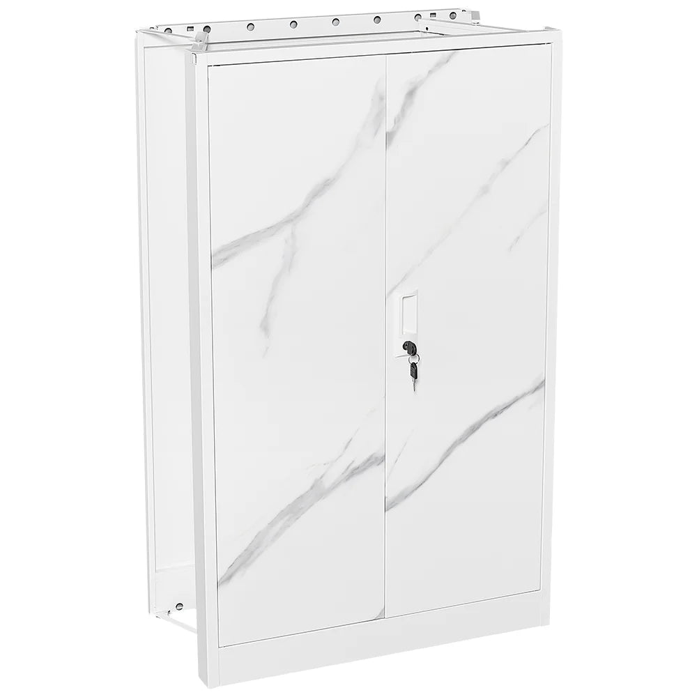 Metal Storage Cabinet with Locking Doors and Adjustable Shelf, Folding Filing Storage Cabinet, Rolling Storage Locker Cabinet for Home Office,School,Garage, White
