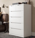 EnHomee White Dresser for Bedroom Wood 6 Drawer Modern Storage Cabinet for Bedroom Living Room Closet, 43.3"Hx 27.5"Lx 15.7"D