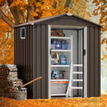 Walsunny 6X4 FT Outdoor Storage Shed,Waterproof Metal Garden Sheds with Lockable Double Door Weather Resistant Steel Tool Storage House Shed Grey
