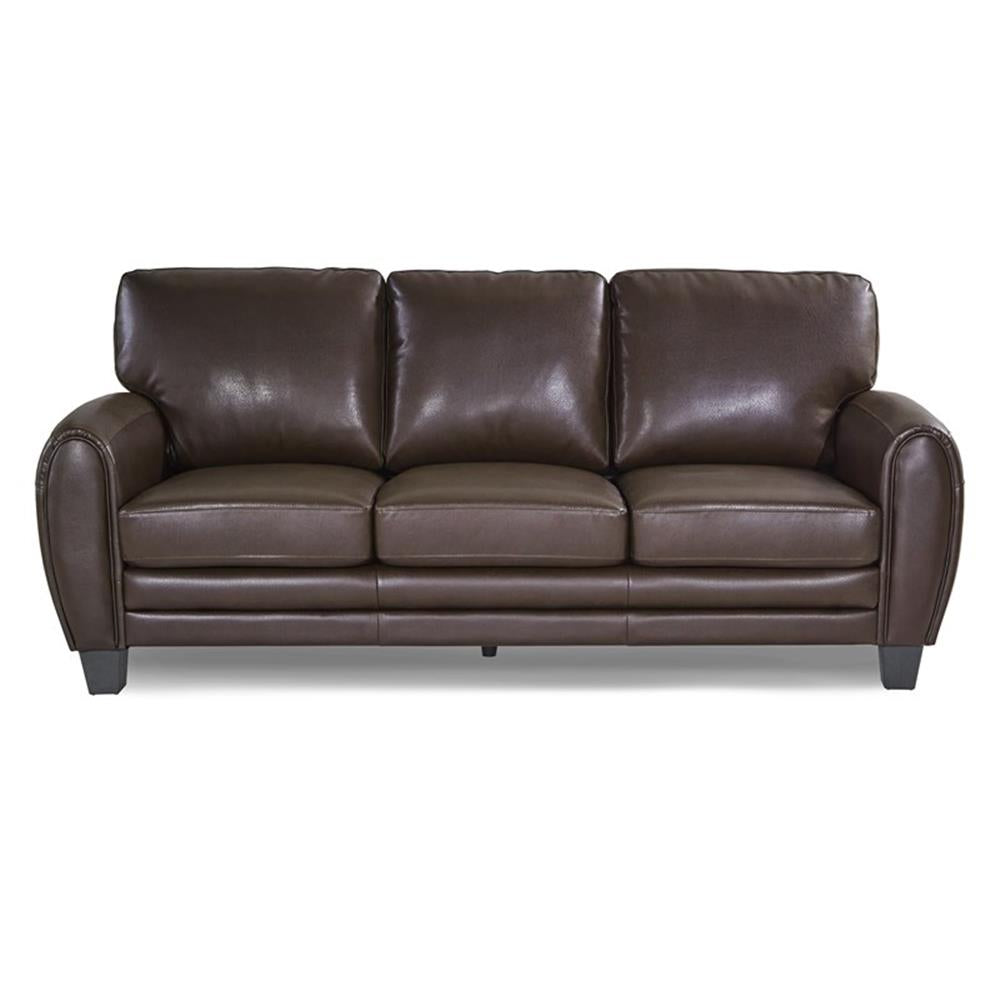 Pemberly Row 19" Contemporary Faux Leather Upholstered Sofa in Black
