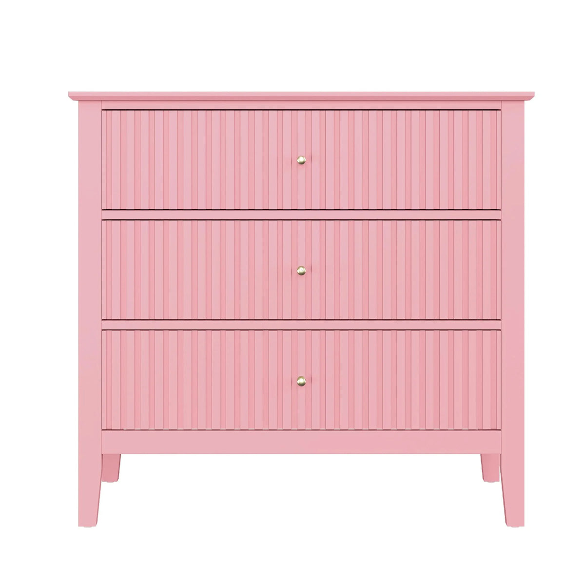 Heynemo Beige 6 Drawer Dresser, Fluted Modern Wood Chest