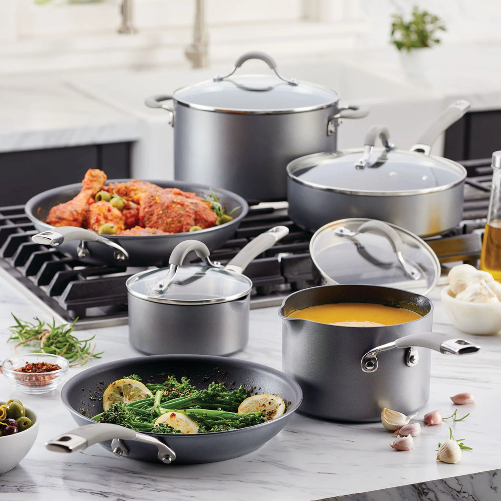 Circulon Elementum Hard-Anodized Nonstick Cookware Set, 10-Piece, Gray