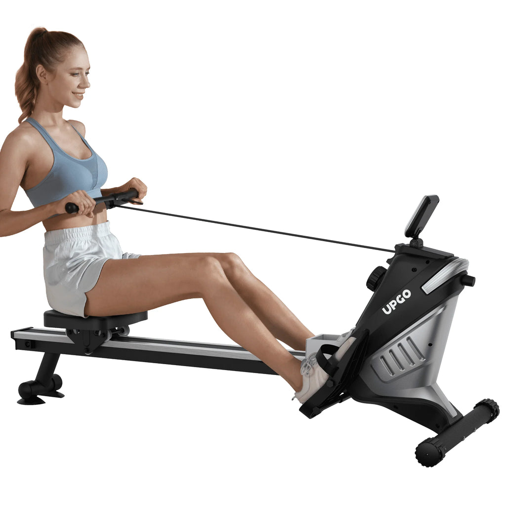 Upgo Rower Magnetic Rowing Machine for Home Use 300lbs Max Weight Indoor Rower with 8 Level Adjustable Quiet Magnetic Resistance and LCD Monitor