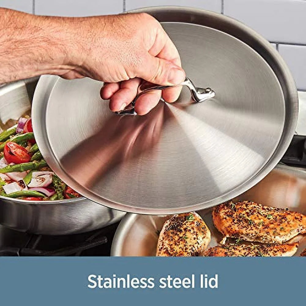 All-Clad D3 Stainless 3-Ply Bonded Cookware, Fry Pan with Lid, 10 inch