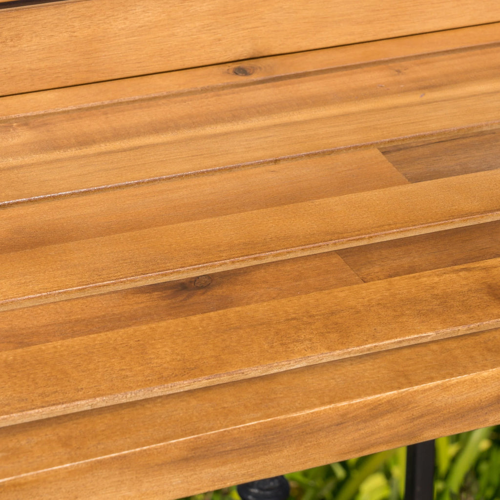 Caribbean Outdoor 3 Piece Acacia Wood Balcony Bar Set, Natural Stained