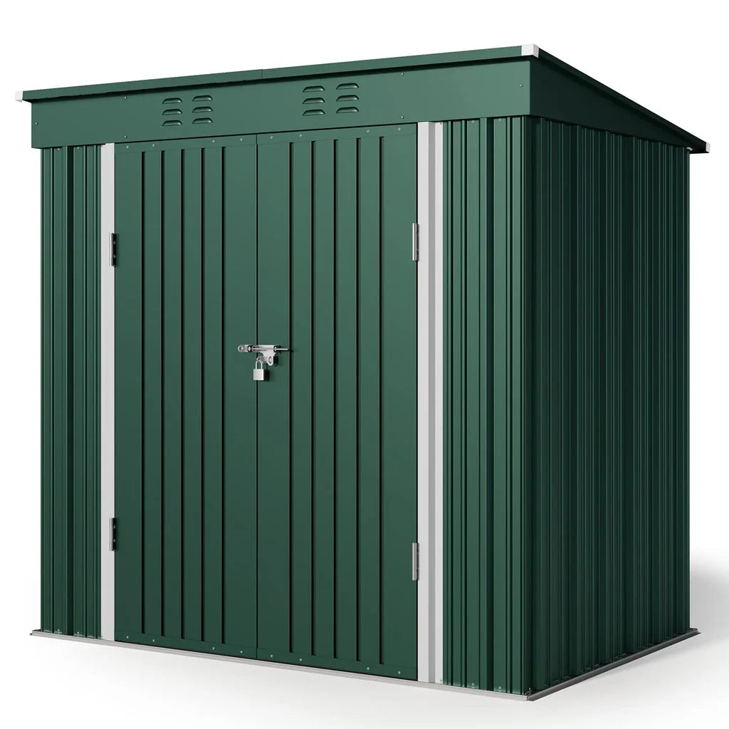 8x6 ft Outdoor Storage Shed on Sale, Sheds & Outdoor Storage with Lockable Doors, Metal Garden Shed by Durable Galvanized Steel for Patio, Lawn - Dark Gray