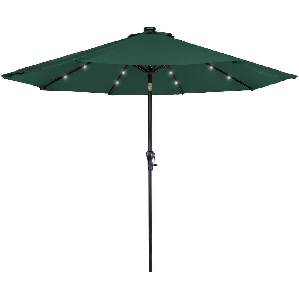 Northlight 9ft Solar Lighted Outdoor Patio Market Umbrella with Hand Crank and Tilt, Pink