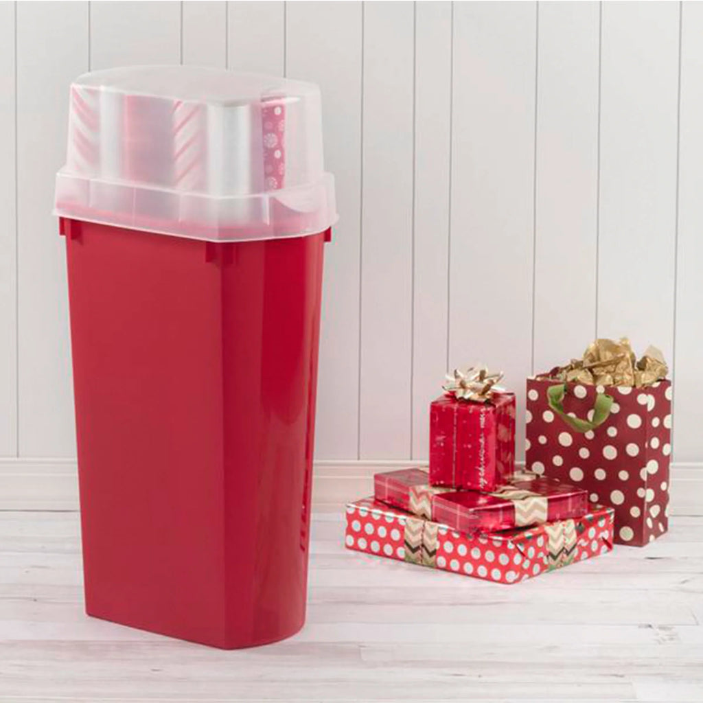 Sterilite 30 Inch Holiday Gift Wrapping Paper Storage Box with Lid (4 Pack)
