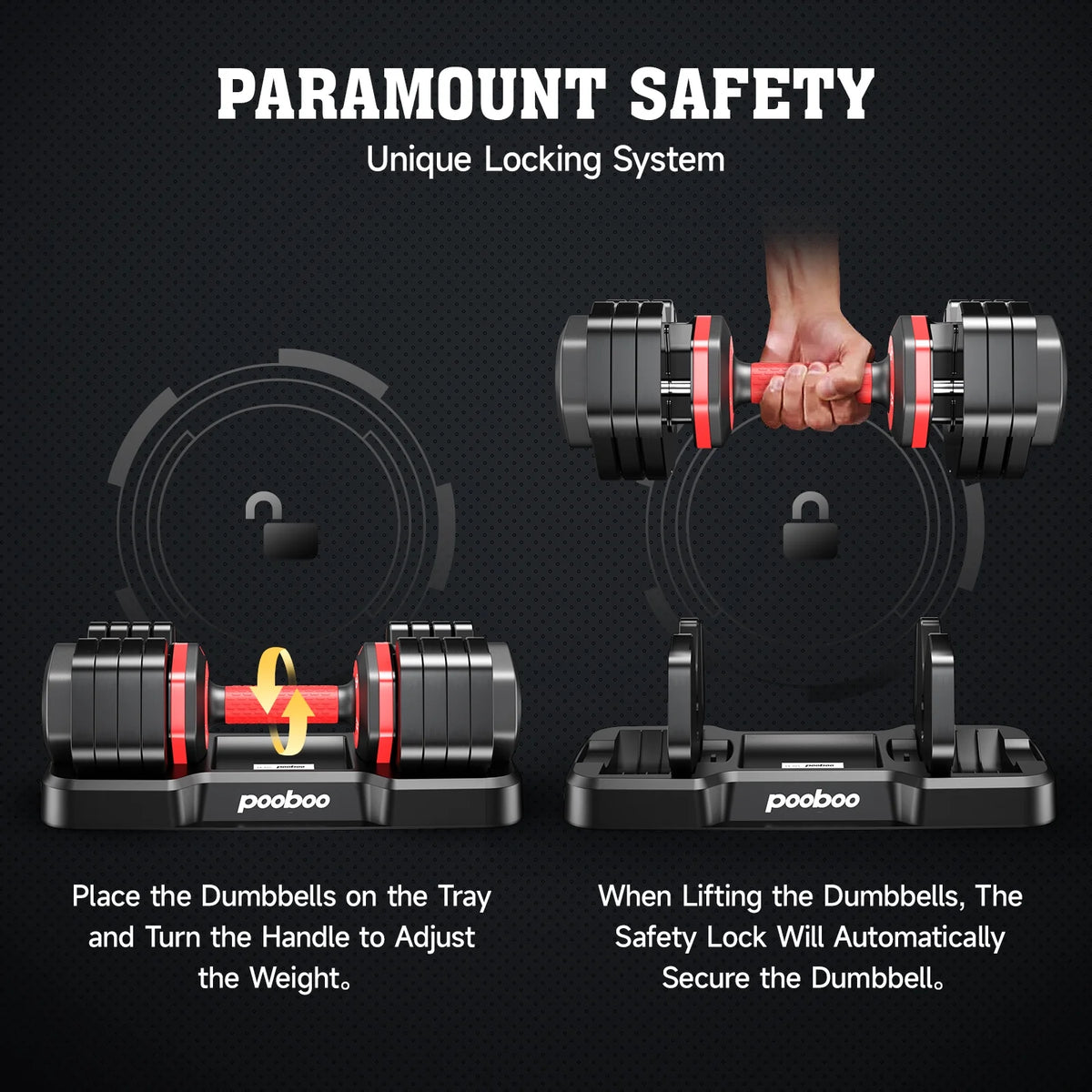 (1 Pair) LNOW 50lbs Quick Select Adjustable Dumbbells for Home Gym 5 in 1 Free Weights 5/10/15/20/25lb/50lb Dumbbell with Anti-Slip Handle, Suitable for Home Gym Exercise Equipment