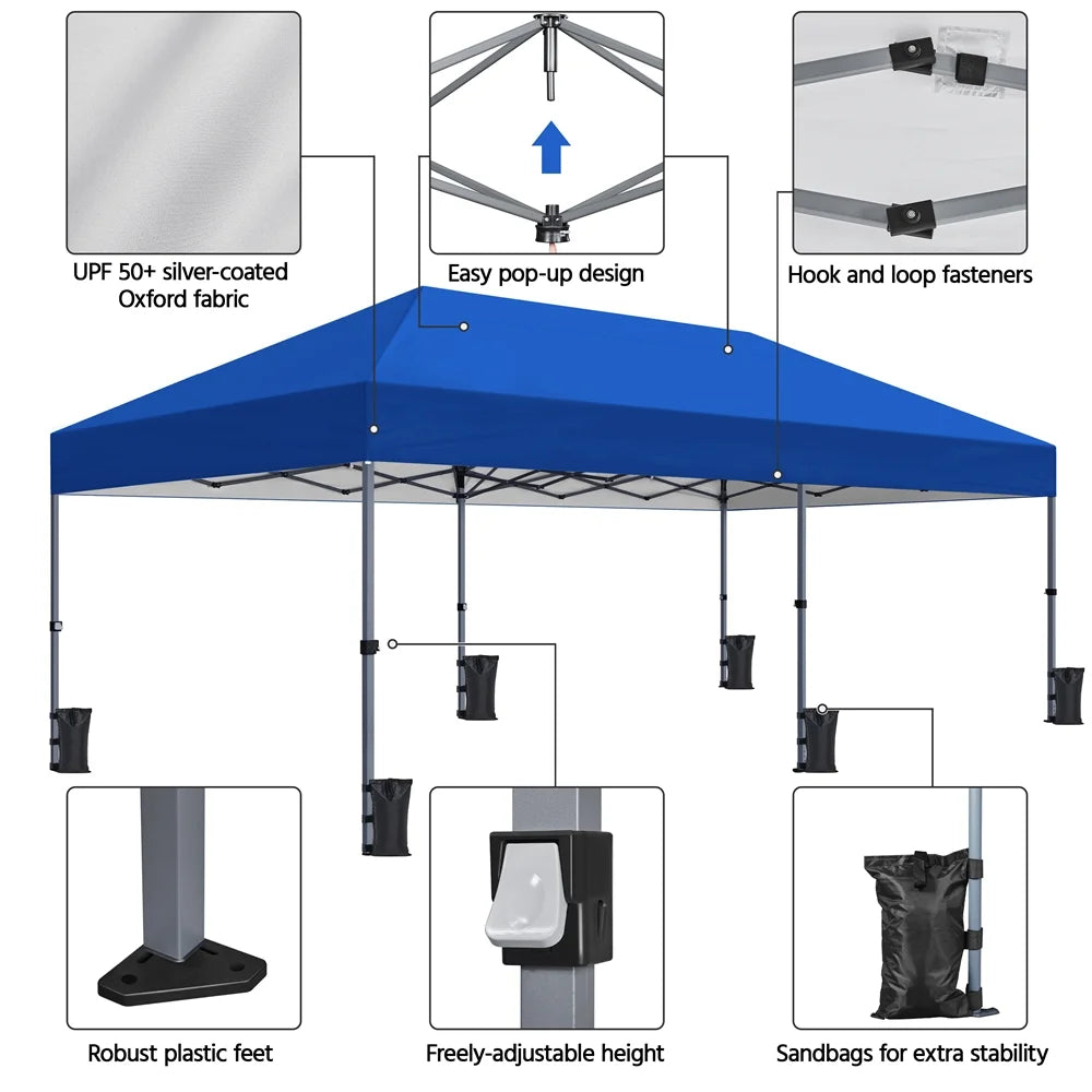 Topeakmart 12x12ft Commercial Pop-up Canopy Tent with Adjustable Height for Outdoor, White