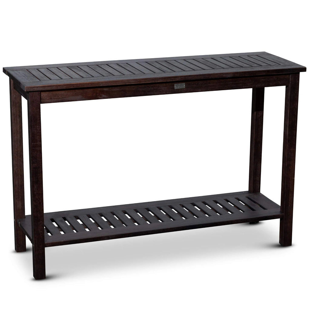 DTY  Outdoor Living Longs Peak Eucalyptus Console Table Silver Gray