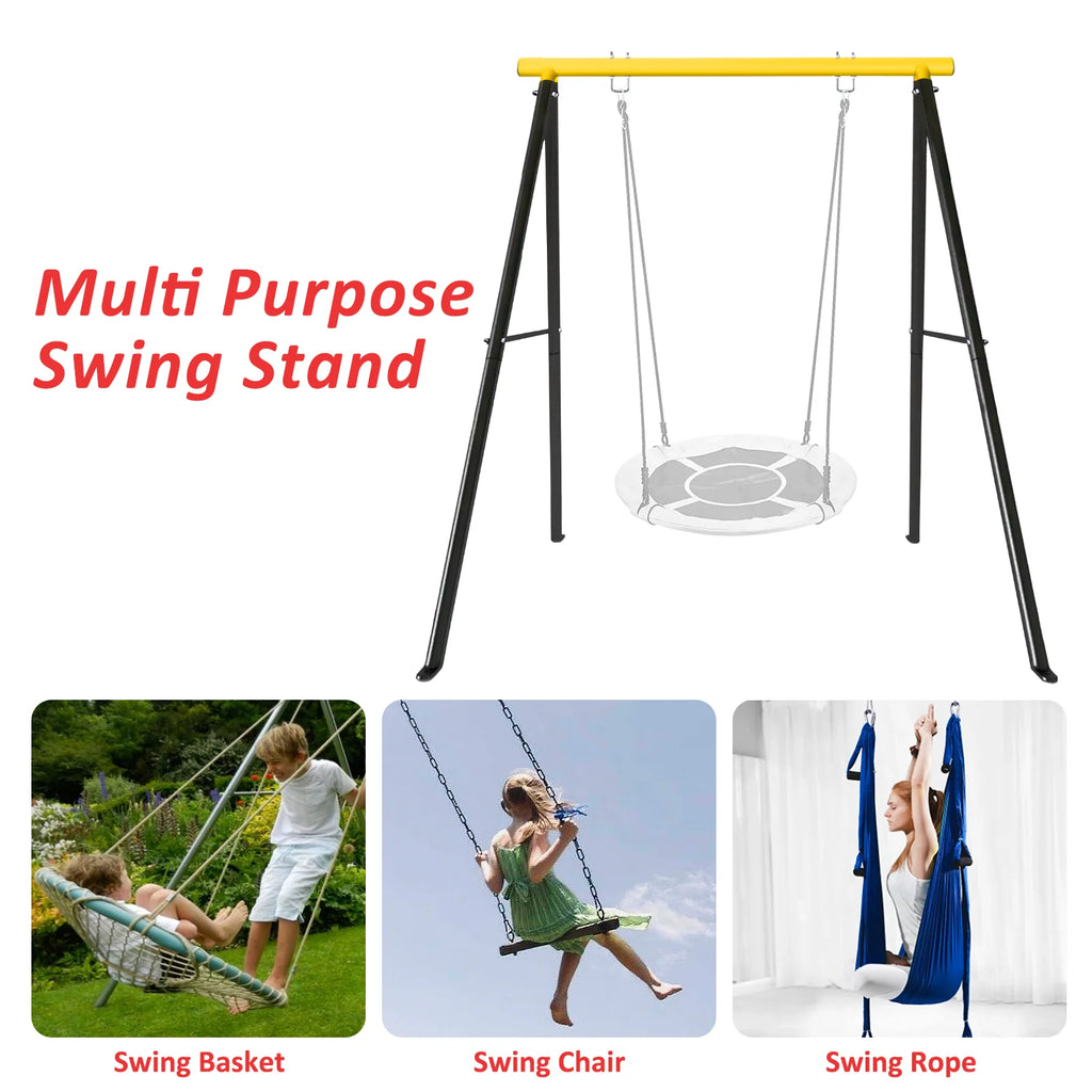 IVV Swing Stand for Porch, Outdoor Heavy Duty Swing Frame, Steel Metal Frame with 4 Ground Pegs, 73" Height Holds Up to 550lbs, Red (Swing NOT Included)