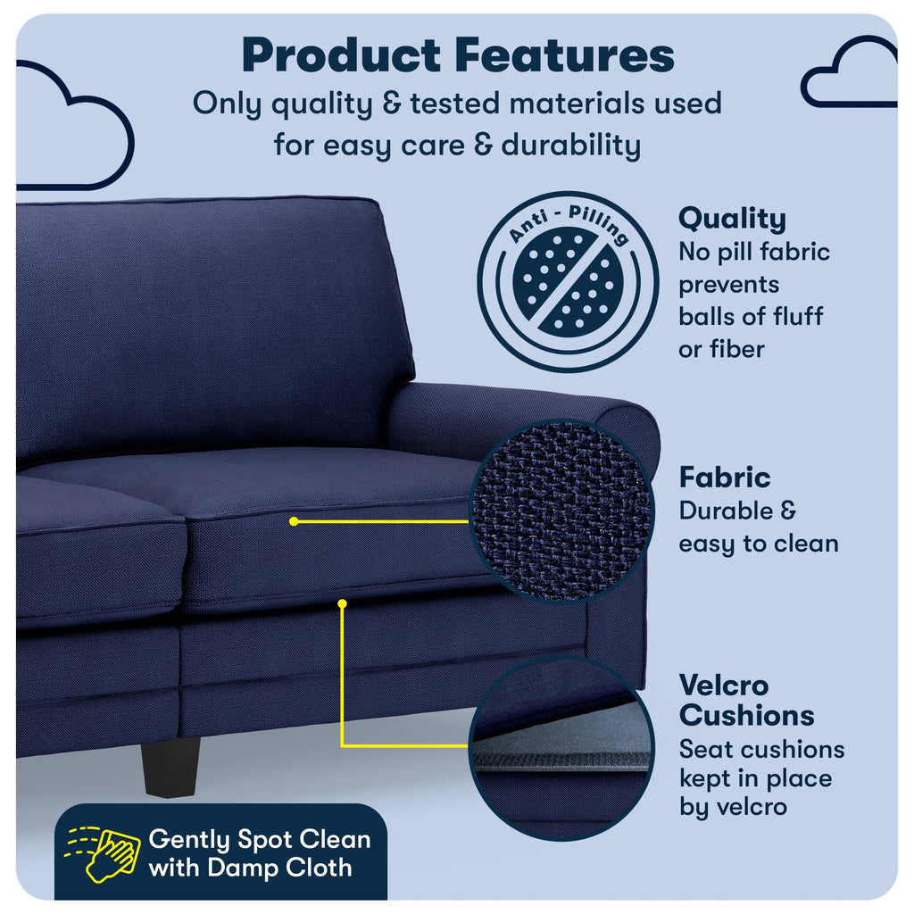 Serta Copenhagen 78" Rolled Arm Sofa with Removable Covers Dark Brown
