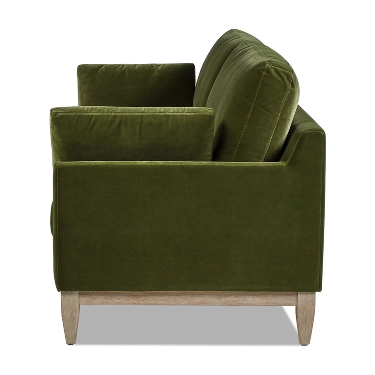 Velvet Sofa Couch, Mid Century Modern 75.5 inch 3-Seater Sofa with Back Cushions and 2 Bolster Pillows, for Small Space,Bedroom, Apartment, Olive Green