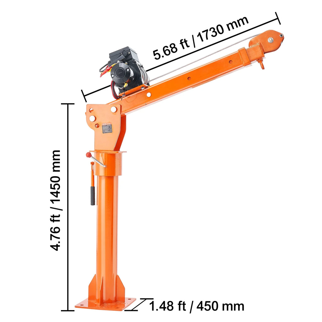 VEVOR Electric Pickup Truck Crane, 2200 lbs, Folding Truck-Mounted Bed Crane with Electric Winch 6000 lbs, Steel Pickup Truck Jib Crane Hoist 360�� Swivel for Lifting Goods in Construction, Factory