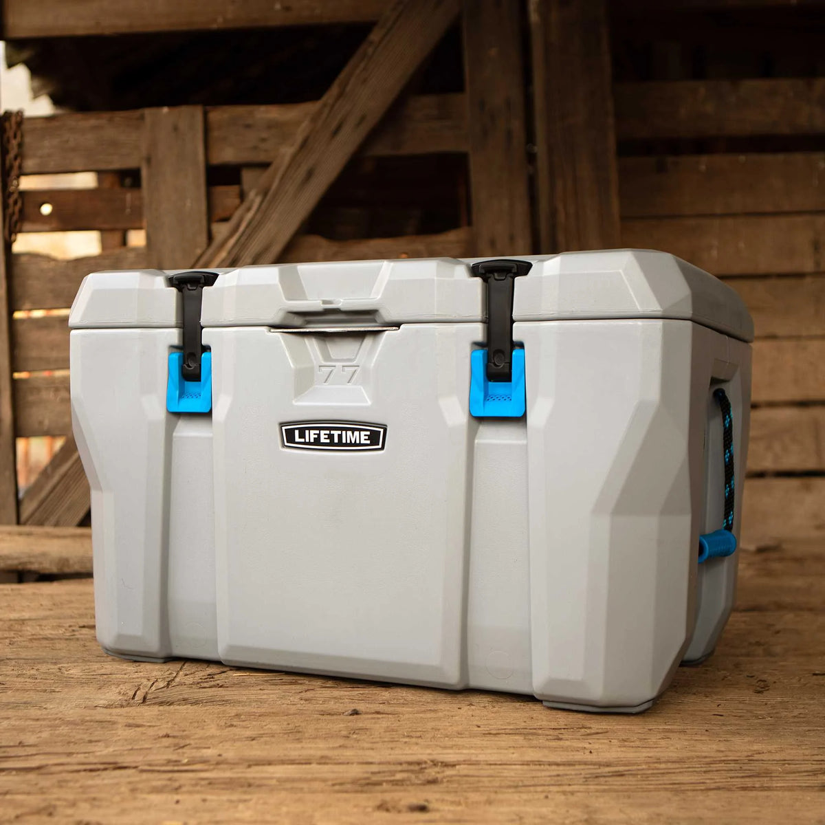 Lifetime 77 qt Bear-Resistant Camping Cooler, Premium High Performance, Ice Retention, Hard Cooler, 96 Can Capacity, Light Gray (90903)