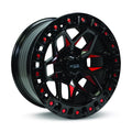 RTX Zion 17x9 5x127 ET-15 CB71.5 Gloss Black Milled Red Wheel
