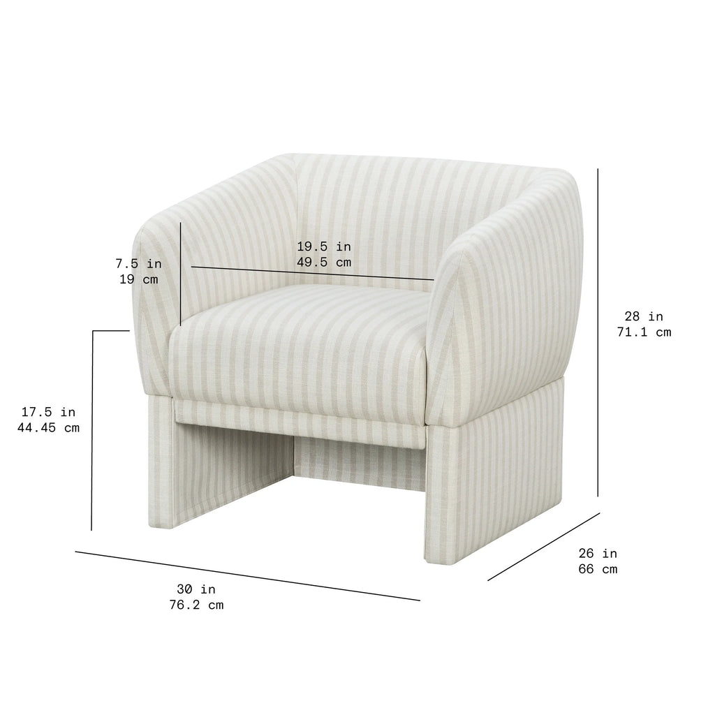 Beautiful Small Space Accent Chair by Drew Barrymore, Beige and White Linen
