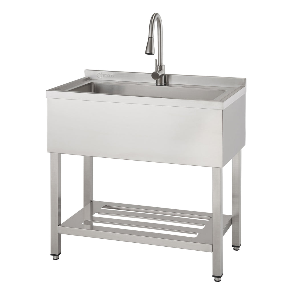 TRINITY 30' x 14' Basin Stainless Steel Utility Sink with Pull-down Faucet