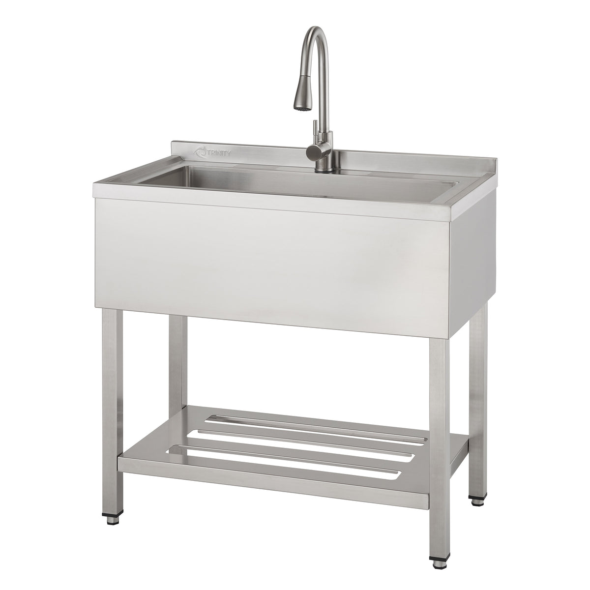 TRINITY 30' x 14' Basin Stainless Steel Utility Sink with Pull-down Faucet
