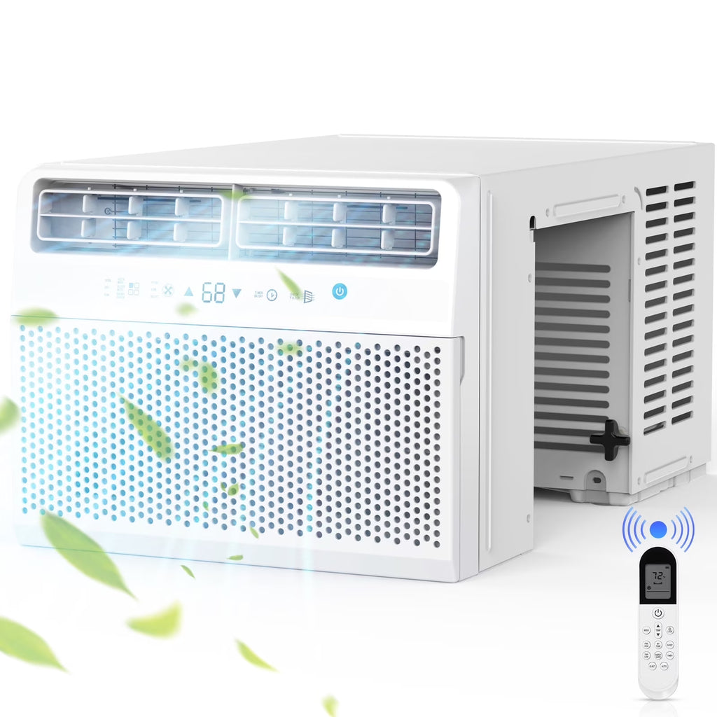 Crzoe Window Air Conditioner 10,000 BTU, Window AC Unit Cooling Room 450sq.ft, Dehumidifier Mode and 3 Fan Speed, 24H Timer, Saddle Mount, Quiet Operation, White