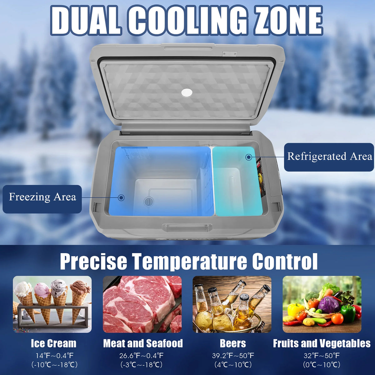 Costway 42 QT Portable Car Refrigerator Dual-Zone Car Cooler White