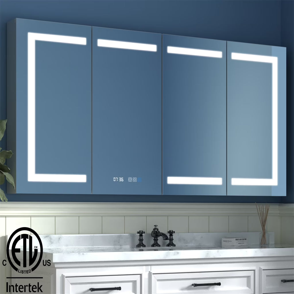 ExBrite   LED Lighted Bathroom Medicine Cabinet with Mirror Recessed or Surface led Medicine Cabinet 48"x 32"