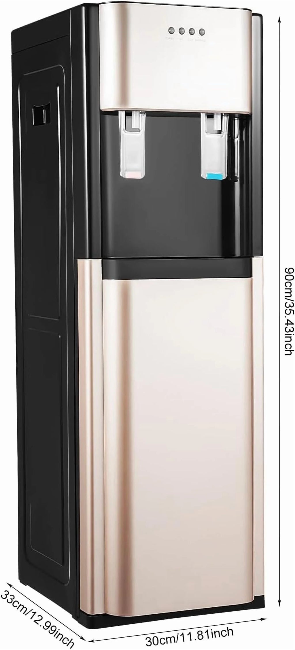 Bottom Loading Water Cooler Dispenser, 5 Gallon Bottles 2 Temperature Settings Hot & Cold Water Dispensers Stainless Steel Construction Bottom Load Water Dispenser (Gold)