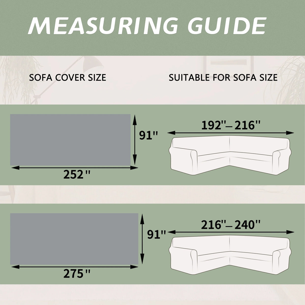 HDCAXKJ Washable L Shape Sofa Covers Reversible Sectional Couch Covers Corner Sofa Slipcovers Blankets Sofa Cover for Living Room Home Decor,91"x252",Gray