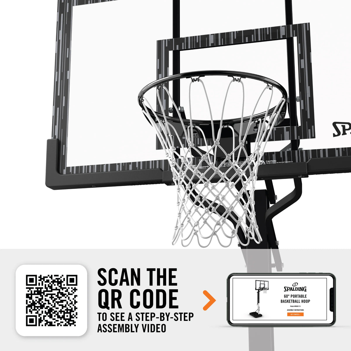 Spalding 60-Inch Portable Basketball Hoop with Acrylic Backboard, Screw Jack Lift & Arena Slam Rim-Outdoor Play