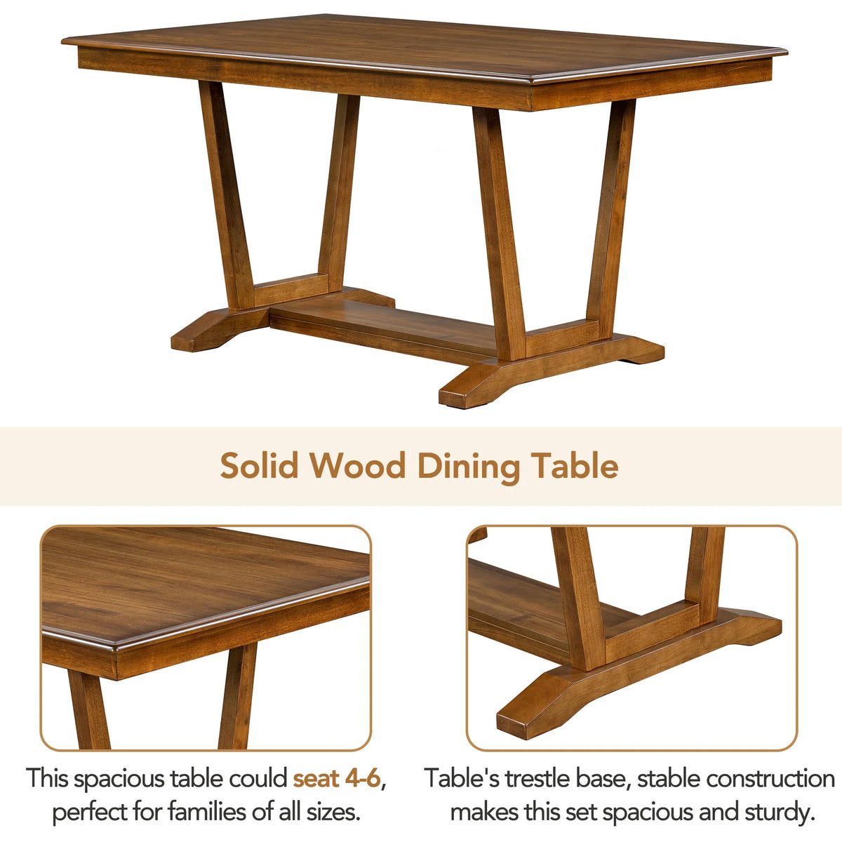 5 Piece Dining Table Set, Atumon Dining Table Set for 4, Wood Dining Room Set with 1 Table and 4 Upholstered Chairs, Farmhouse Dining Table Set for Kitchen Dining Room Apartment, Natural