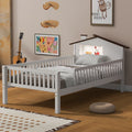 Euroco Wood Twin Size Platform Bed, House Bed with LED Light and Storage, White