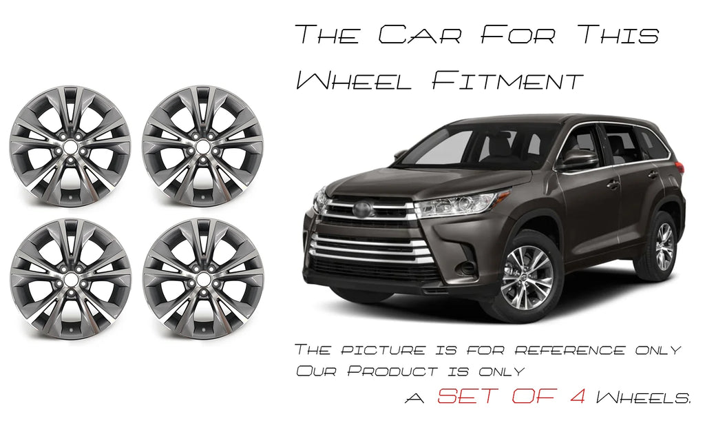 Set of 4 Brand New 18" 18x7.5 Alloy Wheel For Toyota Hinghlander 2014-2019 Machined Gray OEM Quality Replacement Rim