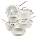 KitchenAid Hard-Anodized 10 Pcs Ceramic Induction Cookware Set, Dishwasher Safe and Oven Safe to 500?��F, Porcelain White