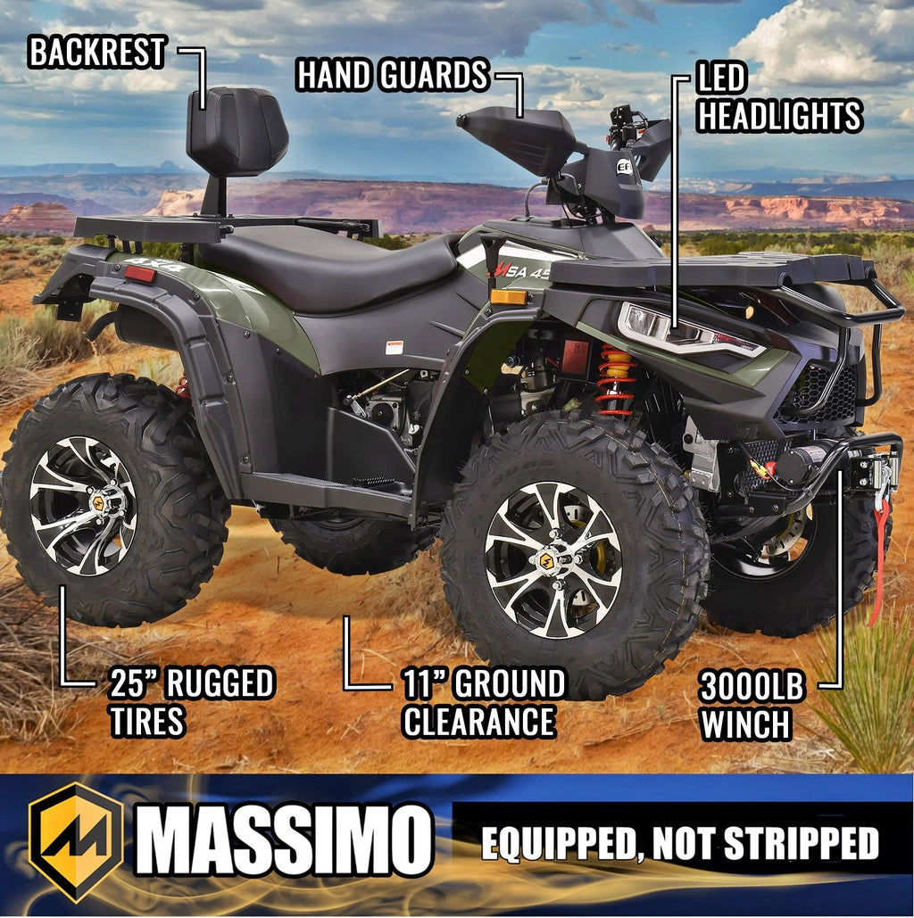 Massimo MSA450F Adult ATV Quad 352cc 25 HP 4 Stroke 4-Wheeler - Sand
