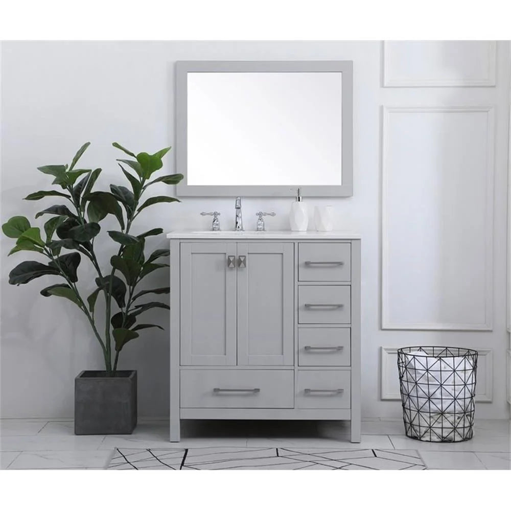 Elegant Decor Irene 32" Solid Wood and Stone Single Bathroom Vanity in White