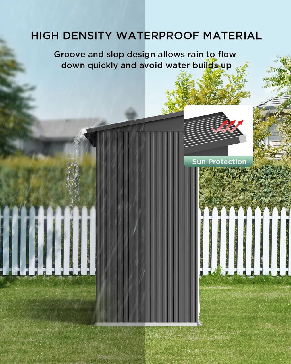 5' x 3' Outdoor Storage Shed, Metal Outdoor Storage Cabinet with Single Lockable Door, Waterproof Tool Shed,Gray