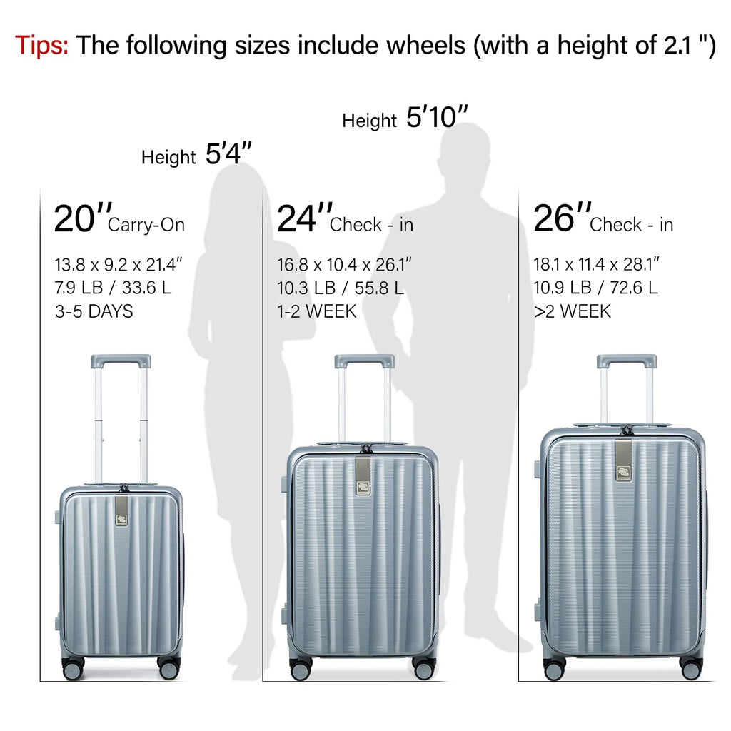 Hanke 20"Carry On Luggage with Wheels, Ivory White