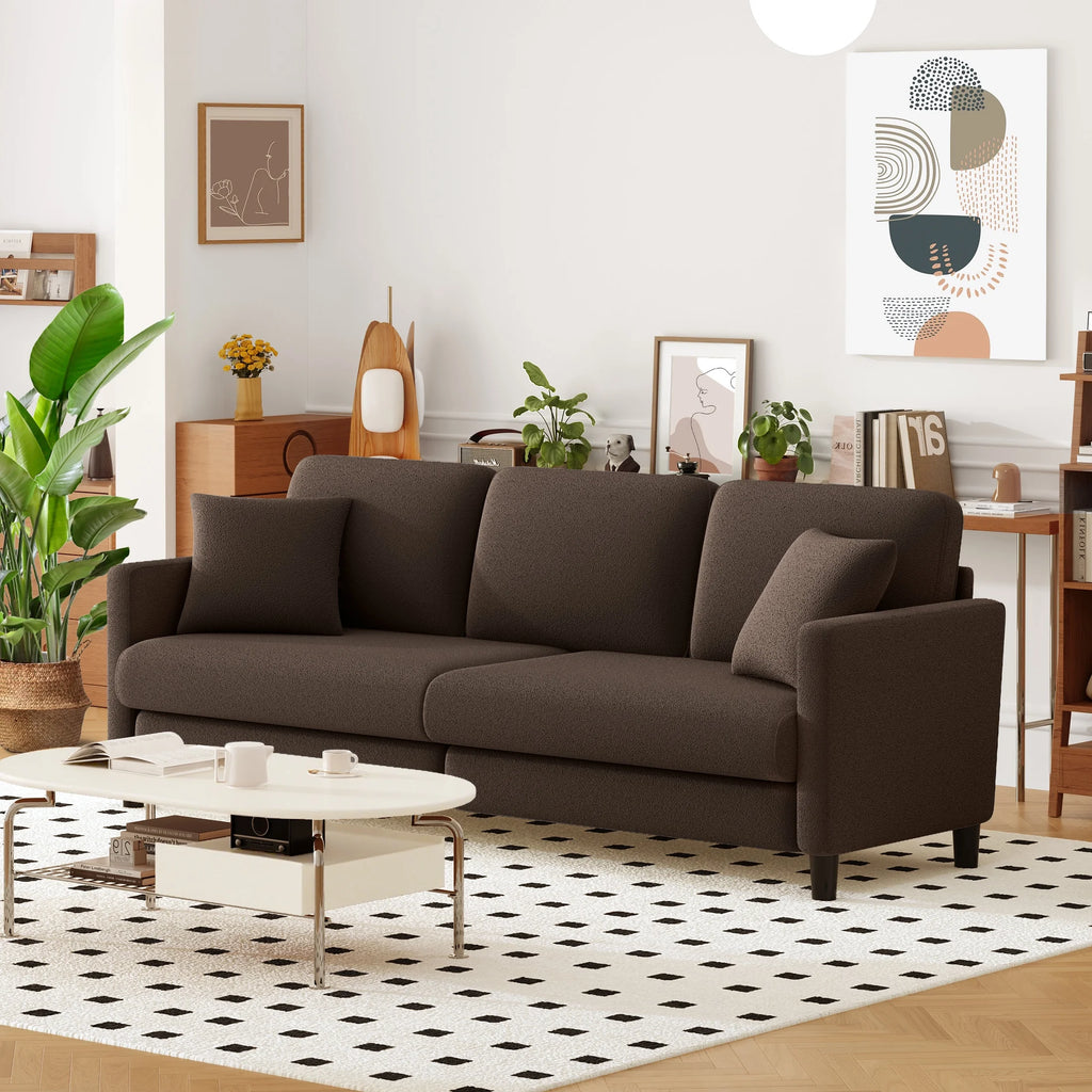 Domusensus Sofas for Living Room, 82" Loveseat Sofa, Couches for Living Room Included 2 Pillows, Teddy Fleece Love Seat Couches, Small Couch, Blue
