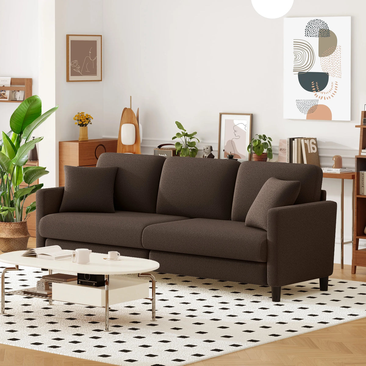 Domusensus Sofas for Living Room, 82" Loveseat Sofa, Couches for Living Room Included 2 Pillows, Teddy Fleece Love Seat Couches, Small Couch, Blue