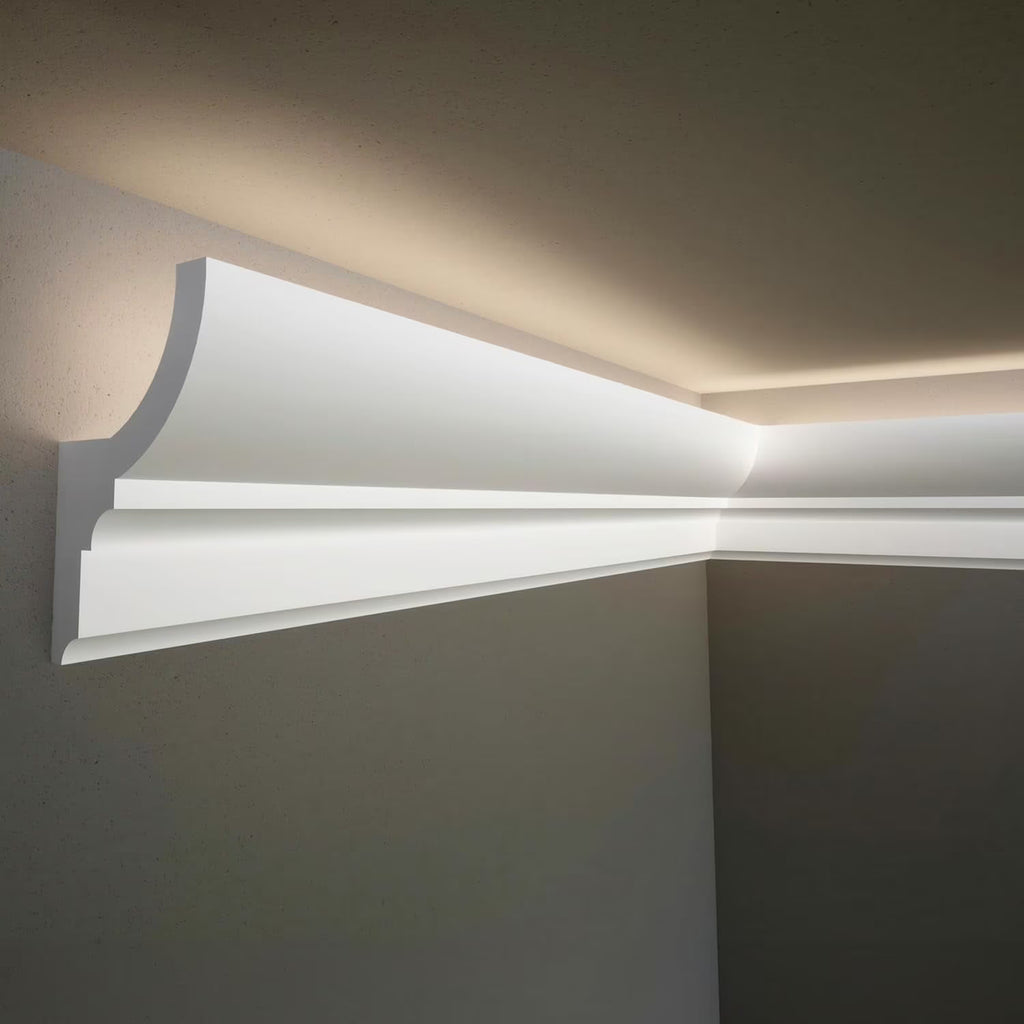 7-Piece 94.5�� (55.12 ft) Crown Molding with Duct Kit for Seamless Ambient Home Accent Lighting | Waterproof Channel for Easy LED Strip Installation (CROWN MOLDING WITH LED DUCT)