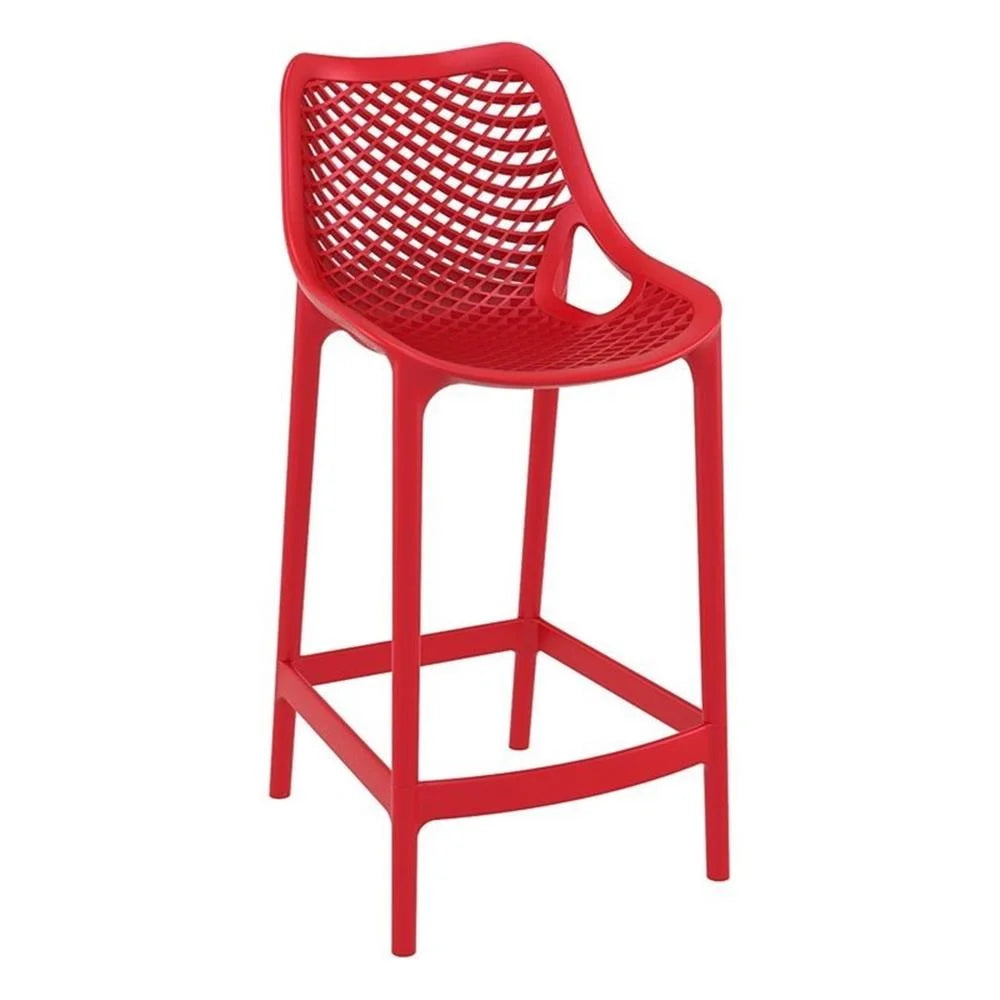 Home Square Polypropylene Patio Bar Stool in Taupe - Set of 2